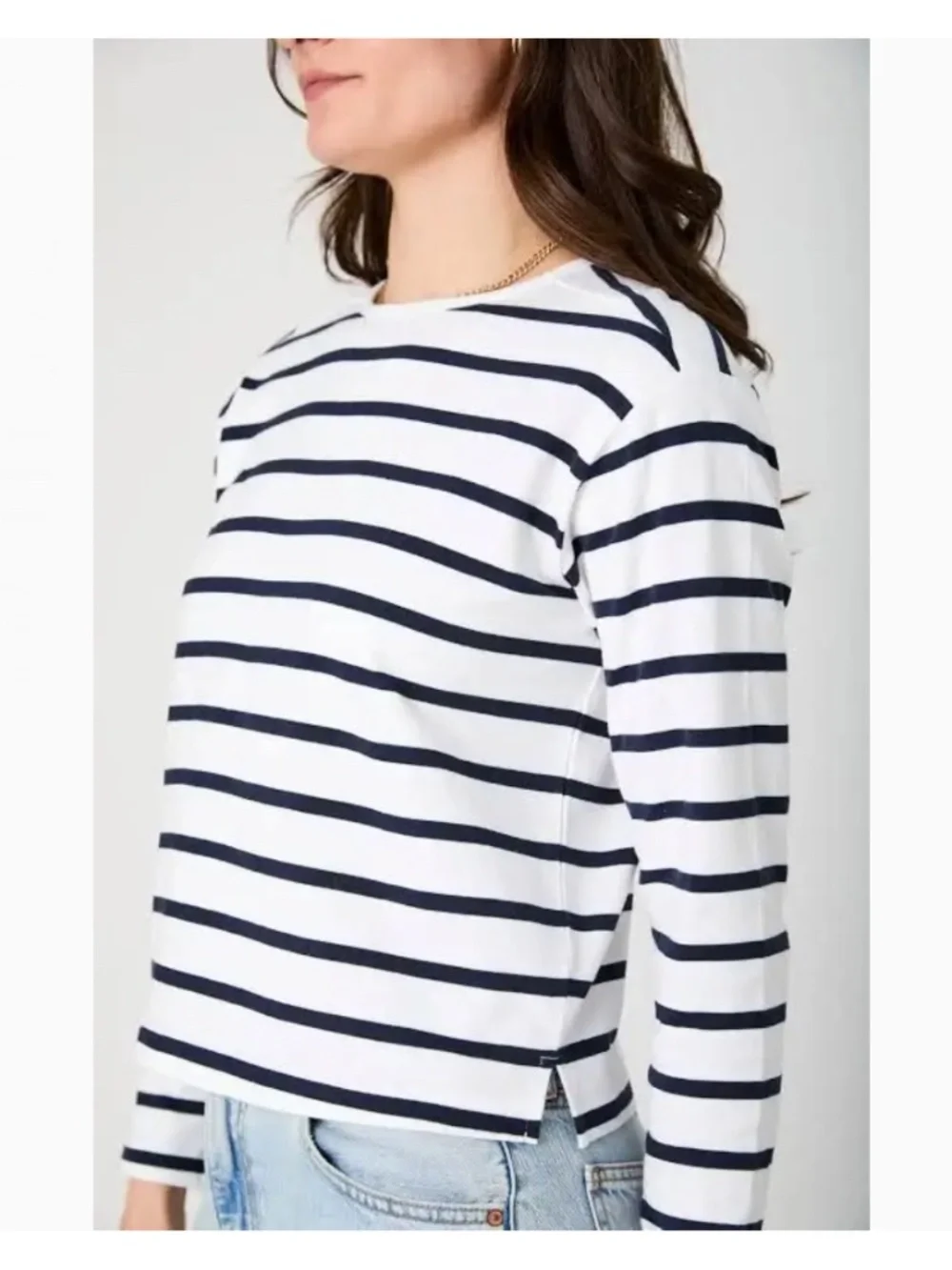 French Connection Women's Rallie Stripe Long Sleeve Cotton Top - Picture 4 of 4